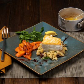 Halibut with Crushed Chickpeas
