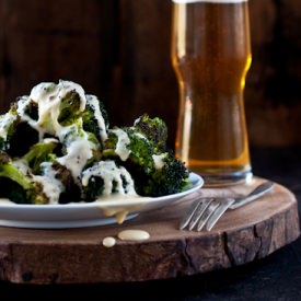 Roasted Broccoli with Beer Cheese