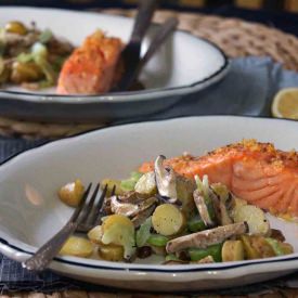Salmon with Potato & Mushroom Salad