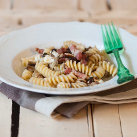 Pasta with Bacon, Chicory and Cheese