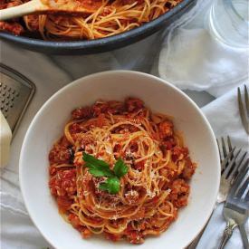 Angel Hair with a Tomato Meat Sauce
