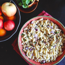 Warm Lemon Basil Pasta Salad
