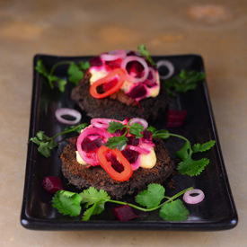 Black Bean Cakes with Duck Mole