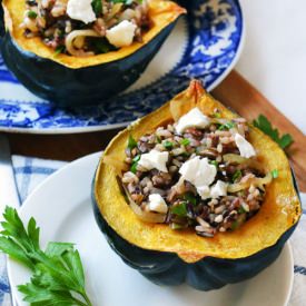 Stuffed Acorn Squash with Wild Rice