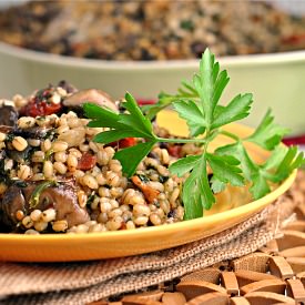 Mushroom and Bacon Barley Casserole