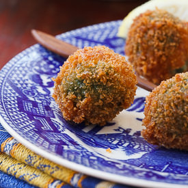 Fried Olives with Salami Stuffing