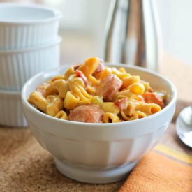 Mexican Mac and Cheese with Hot Dog