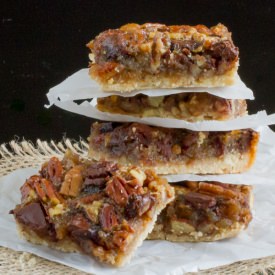 Pecan Bars with Chocolate & Bourbon