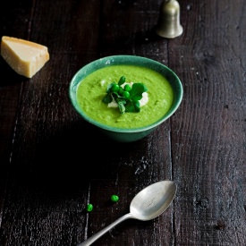 Pea Soup with Parmesan Cream