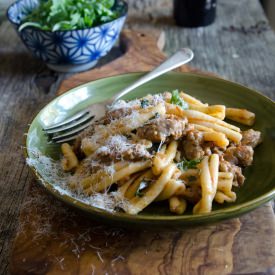 Casarecce with Lamb Sausage & Kale