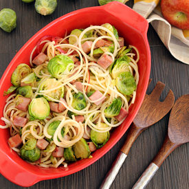 Maple Brussel Sprouts and Ham