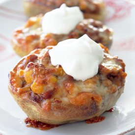 Bourbon Baked Bean Potato Skins