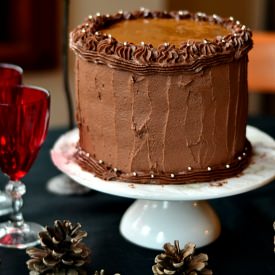 Chocolate and Caramel White Cake