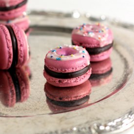Chocolate Raspberry Donut Macarons