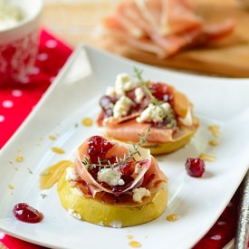 Bruleed Pears with Prosciutto