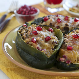 Pomegranate Quinoa Stuffed Poblanos