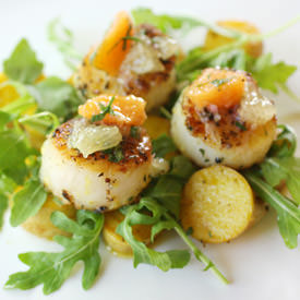 Sea Scallops with Saffron Potatoes