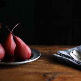 Red Wine Poached Pears