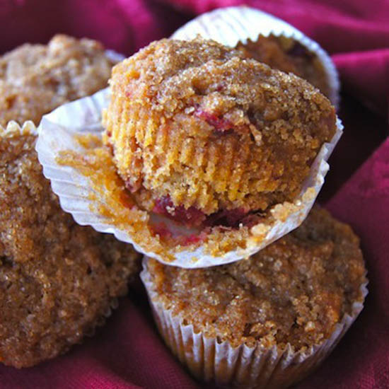 Spiced Cranberry Sauce Corn Muffins