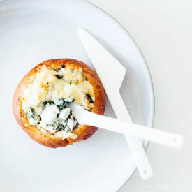 Mini Hot Spinach Dip Bread Bowls
