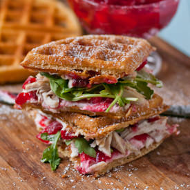 Waffled Cranberry Turkey Sandwiches