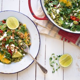 Quinoa Salad with Chilli Nut Mince
