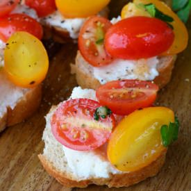 Grape Tomato & Ricotta Crostini