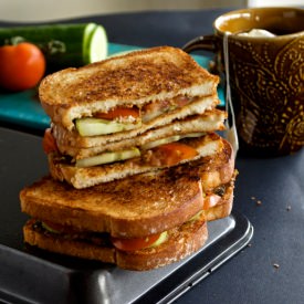 Eggplant-Pesto Bread Sandwich