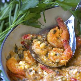 Garlicky Shrimp with Feta