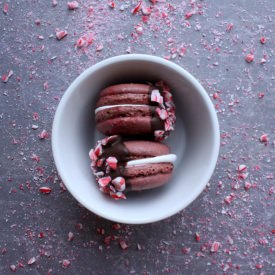 Red Velvet Peppermint Macarons