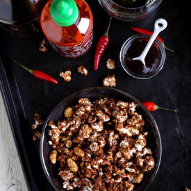 Whiskey-Sriracha Caramel Corn