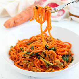 Carrot Noodles with Sausage