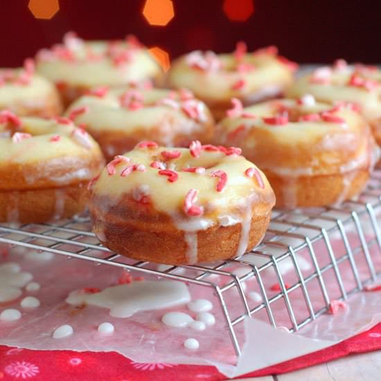 Mini Peppermint Eggnog Donuts