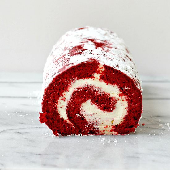 Red Velvet Swiss Roll with Mascarpone