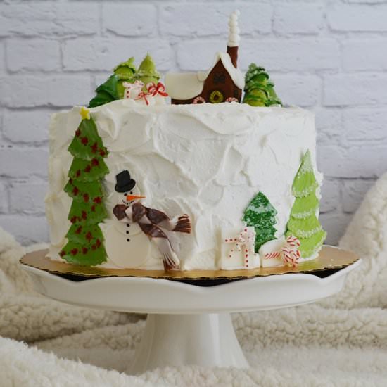 Winter Scene Christmas Cake