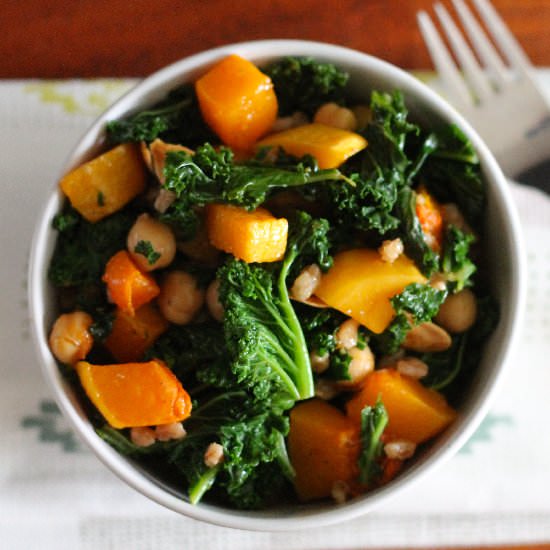 Kale and butternut squash salad
