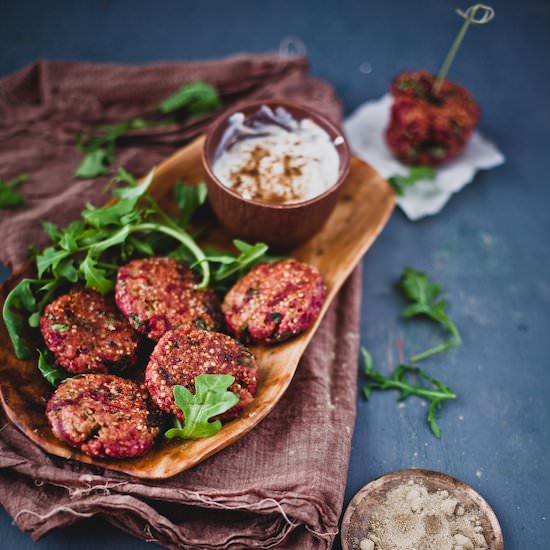 Beetroot Arugula Quinoa Patties