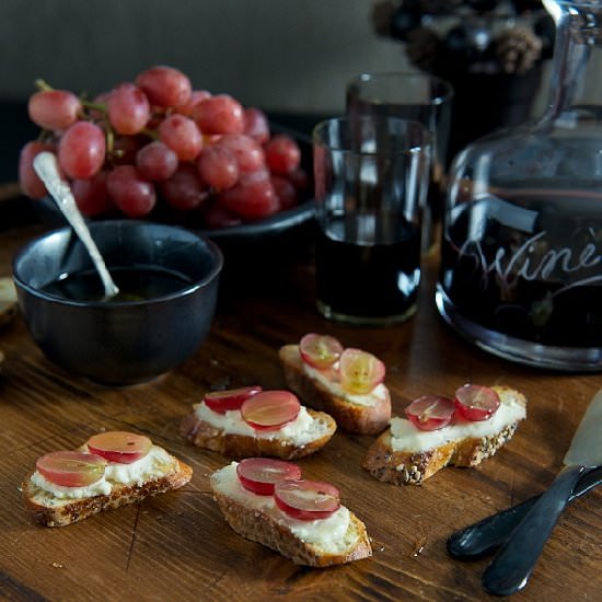 Goat Cheese, Grape & Honey Crostini