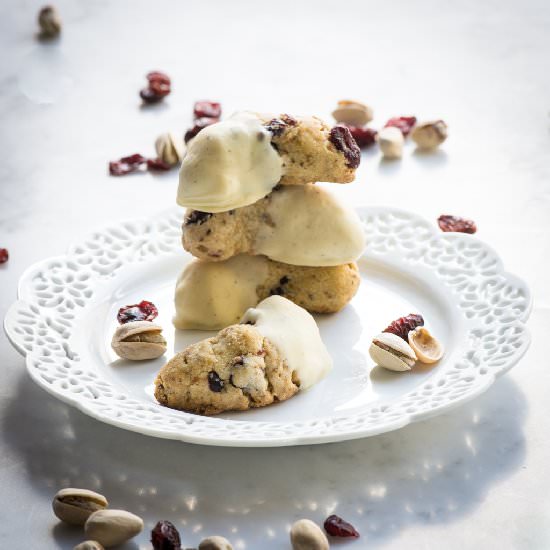 Pistachio Cranberry Cresent Cookies
