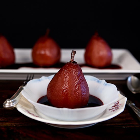 Red Wine Poached Pears