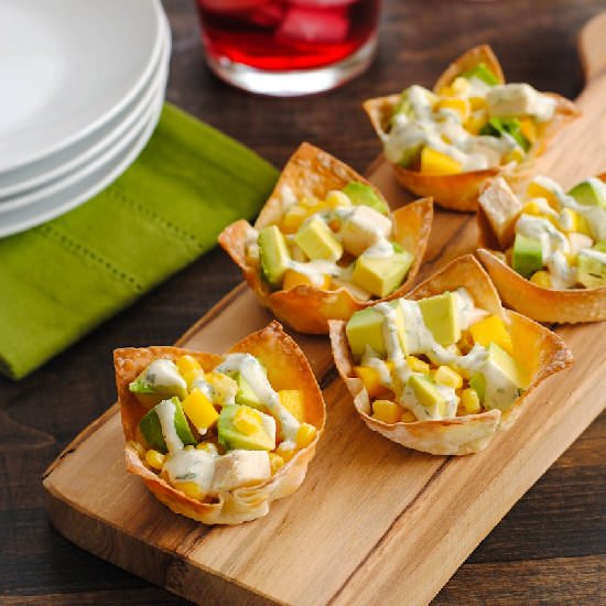 Chicken, Mango & Avocado Wonton Cup