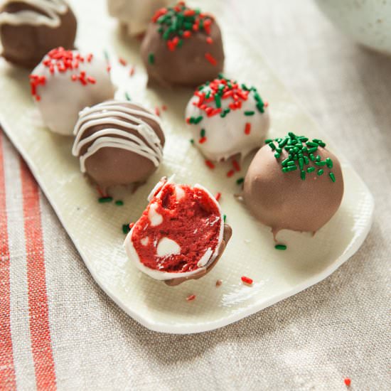 Red Velvet Cookie Dough Truffles