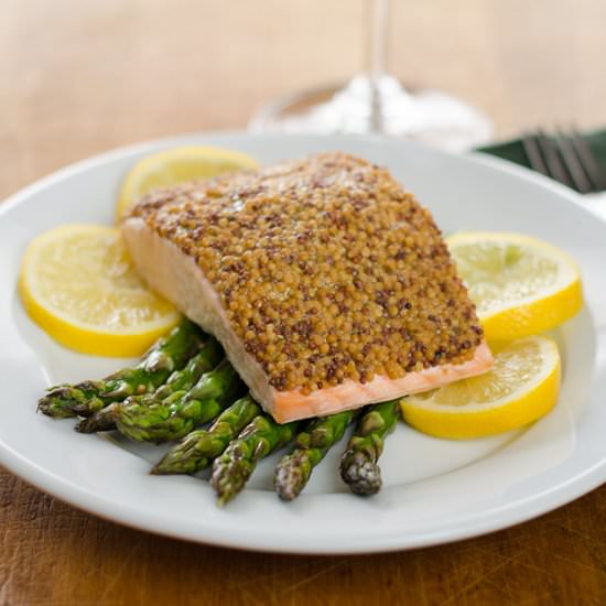 Mustard Crusted Salmon with Roasted