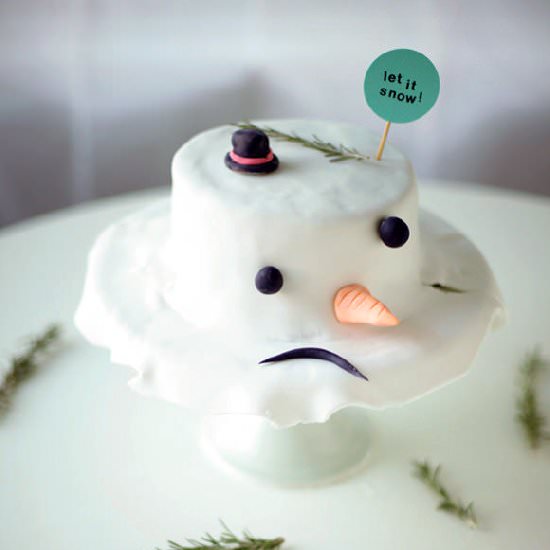 DIY Melting Snowman Cake