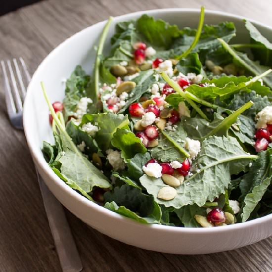 Kale, Pomegranate, Feta Salad