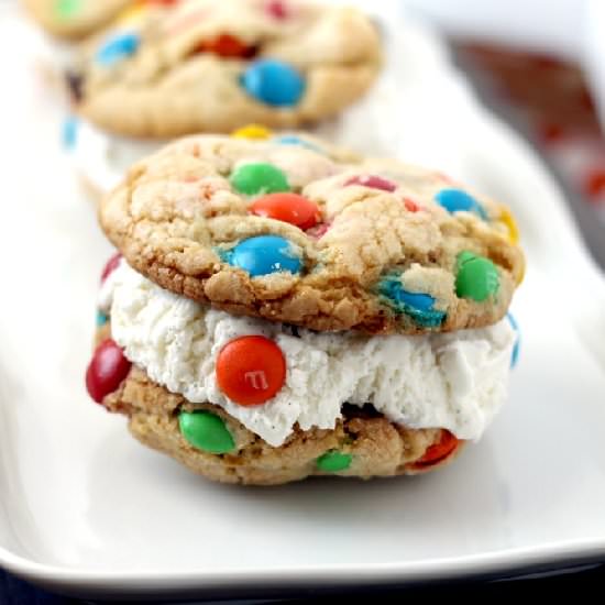 M&M Cookie Ice Cream Sandwiches