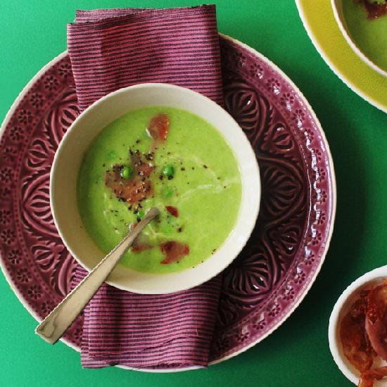 Pea, Potato and Prosciutto Soup