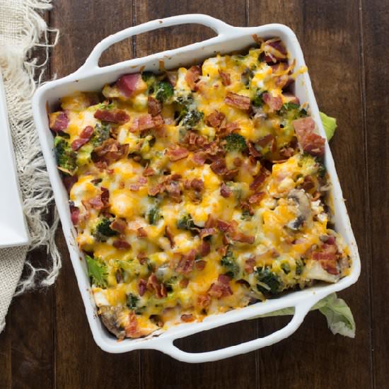 Cheesy Ham Potato Bacon Casserole