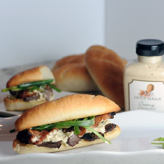 Steak Sandwich w/ Horseradish Bacon