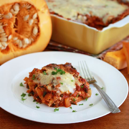 Pumpkin, Kale and Sausage Lasagna